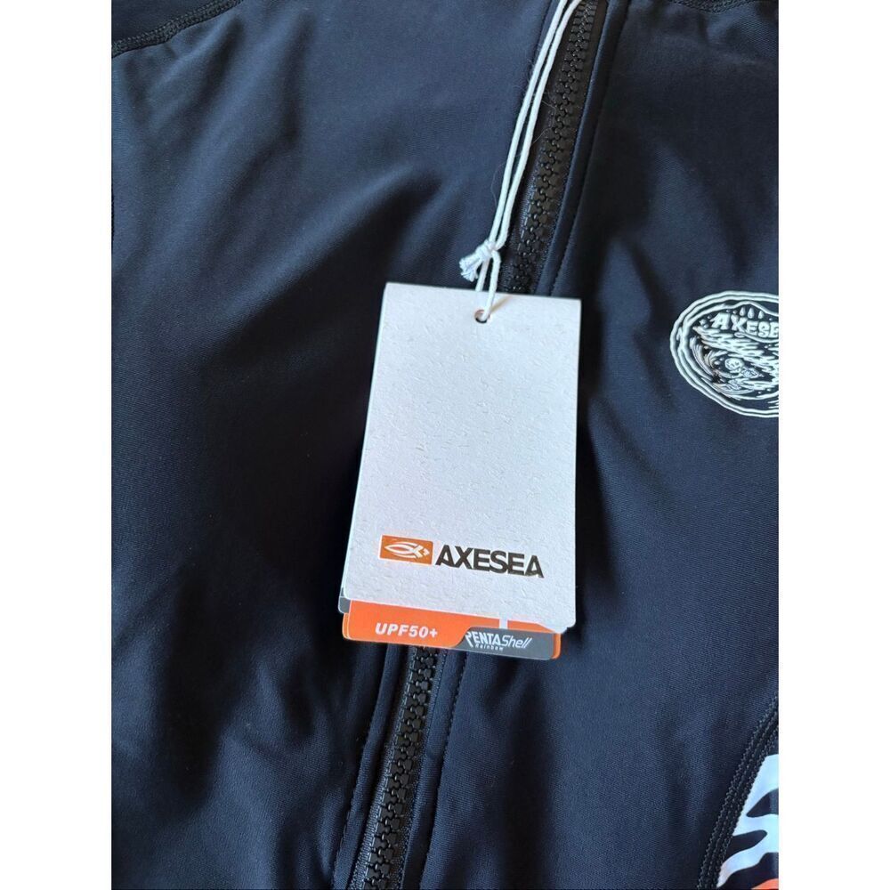 NEW AXESEA Long Sleeve Rash Guard Zipper Surfing One Piece Swimsuit size 8 Black - Picture 14 of 14